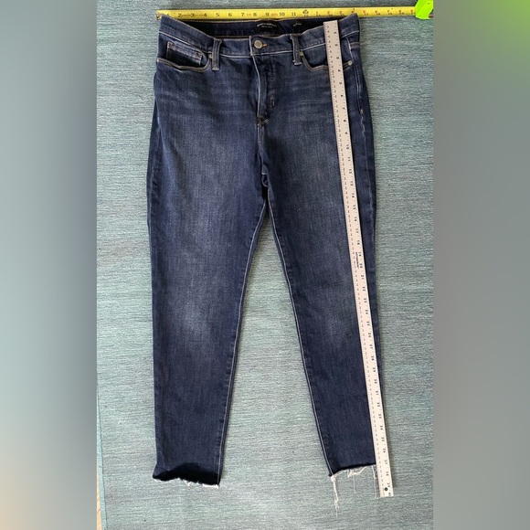Banana Republic Premium Denim Mid-rise Skinny Jeans Sz 31 Distressed Leg Bottoms - Picture 6 of 6